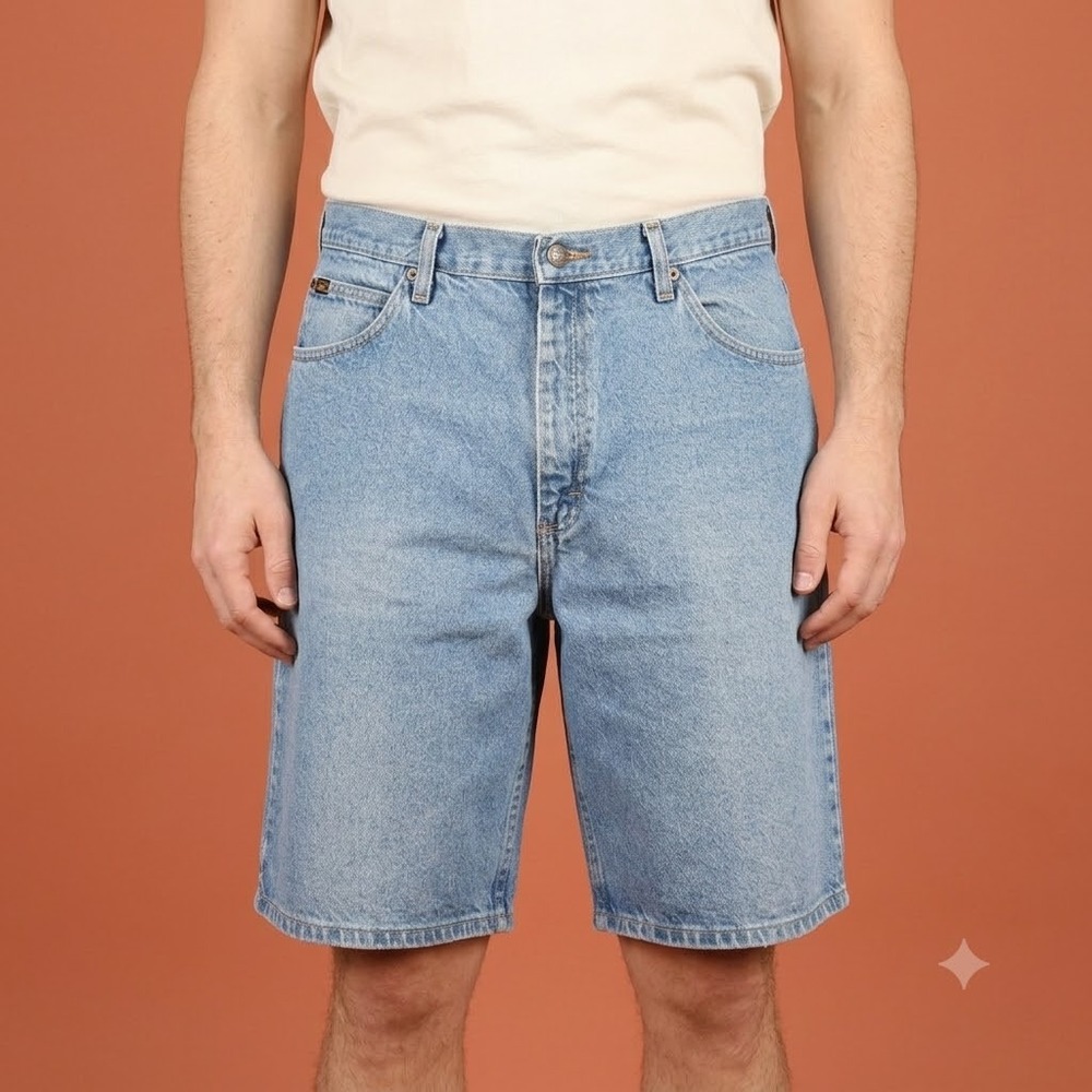 Lee Carpenter Denim Shorts Mens 40 Light Wash Blue 100% Cotton Loose Fit